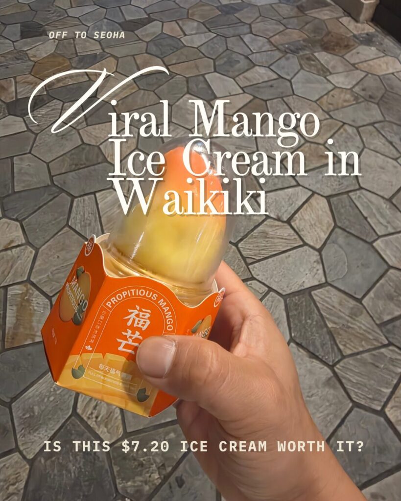 Propitious Mango Ice Cream at a market next to Kona Coffee in Waikiki